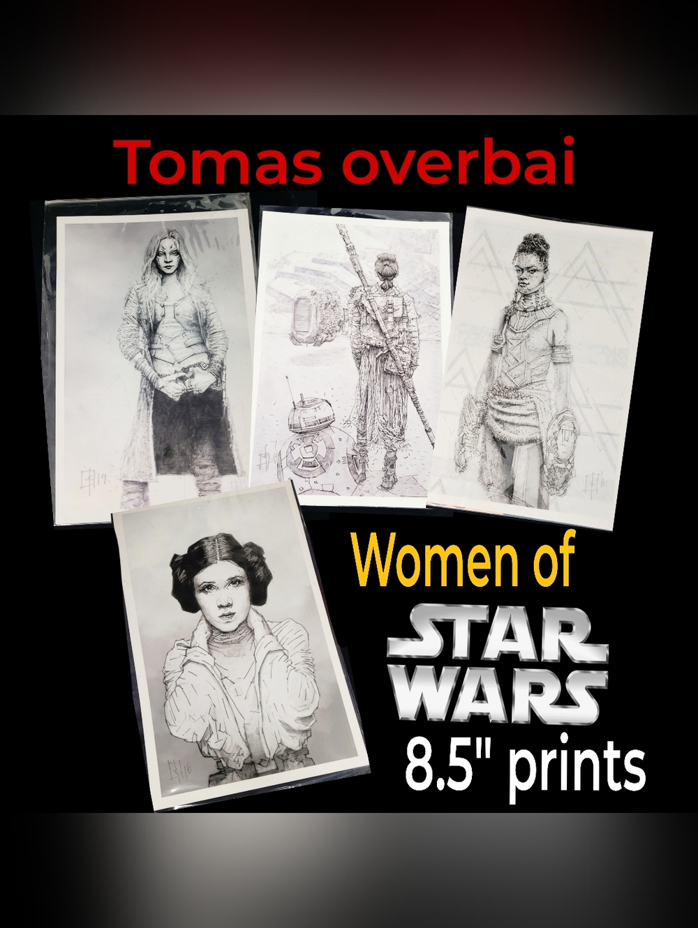 4Tomas Overbai Women of Star Wars Digital Art Prints Princess Leia Etc